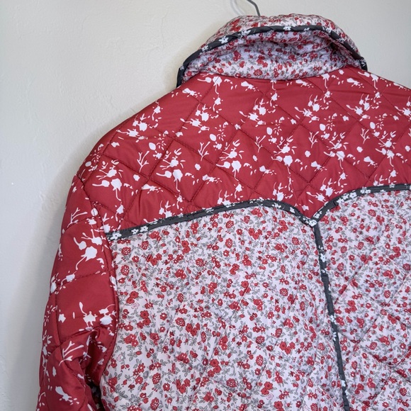 The Carmen Vibrant Micro Floral Patchwork Cropped Coat Quilted Puffer Jacket - Picture 7 of 15